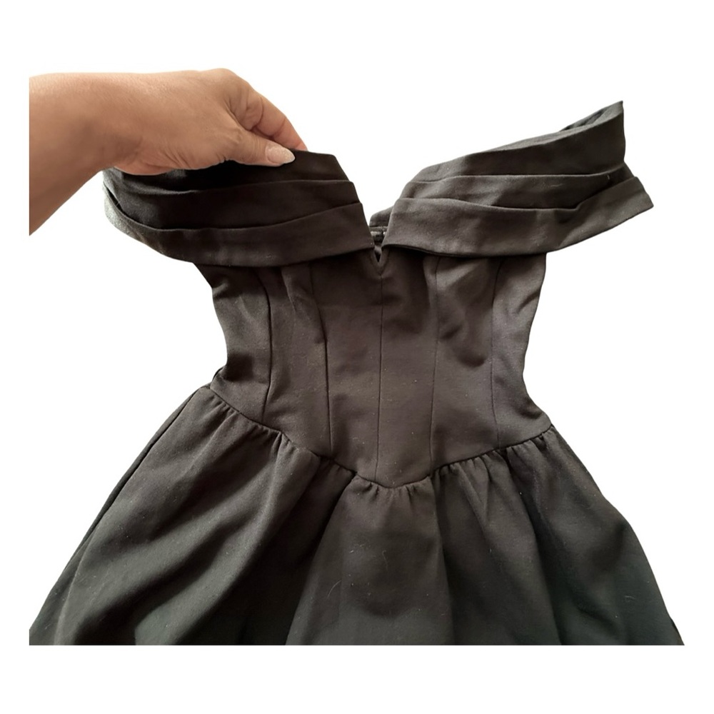 Chic Off-Shoulder Black Mini Dress - Picture 5 of 9